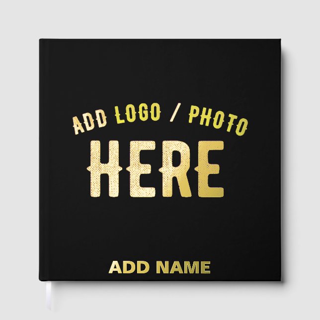 STYLISH MODERN CUSTOMIZABLE BLACK VERIFIED BRANDED GUEST BOOK (Front)