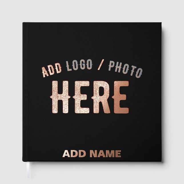 STYLISH MODERN CUSTOMIZABLE BLACK VERIFIED BRANDED GUEST BOOK (Front)