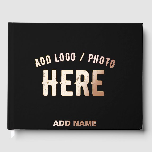 STYLISH MODERN CUSTOMIZABLE BLACK VERIFIED BRANDED GUEST BOOK (Front)