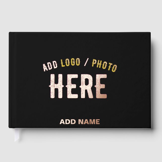 STYLISH MODERN CUSTOMIZABLE BLACK VERIFIED BRANDED GUEST BOOK (Front)