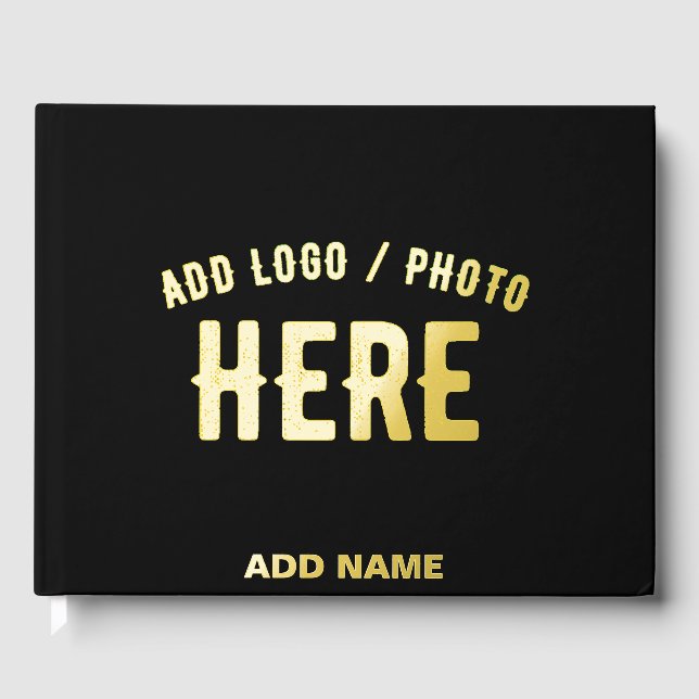 STYLISH MODERN CUSTOMIZABLE BLACK VERIFIED BRANDED GUEST BOOK (Front)