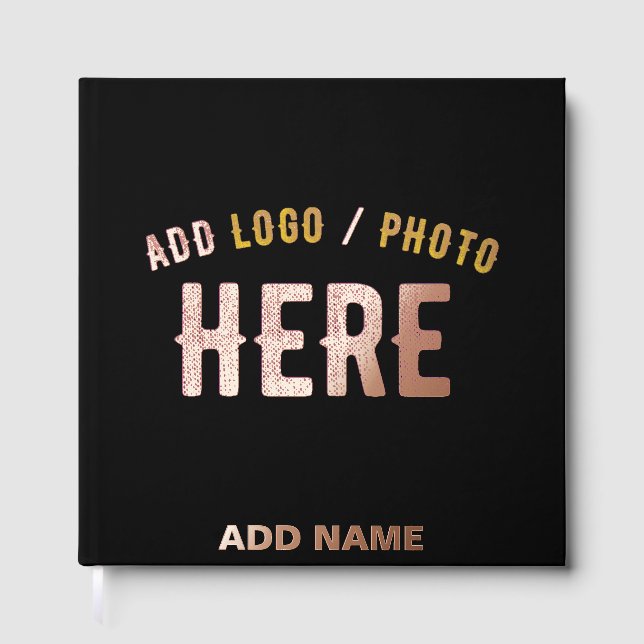 STYLISH MODERN CUSTOMIZABLE BLACK VERIFIED BRANDED GUEST BOOK (Front)