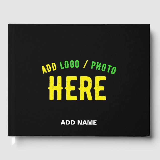 STYLISH MODERN CUSTOMIZABLE BLACK VERIFIED BRANDED GUEST BOOK (Front)