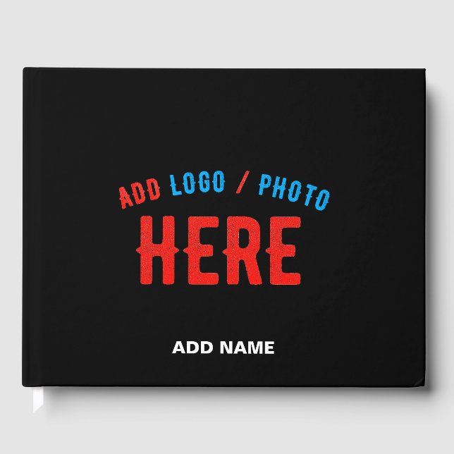 STYLISH MODERN CUSTOMIZABLE BLACK VERIFIED BRANDED GUEST BOOK (Front)