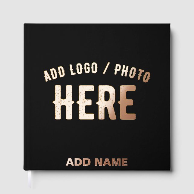 STYLISH MODERN CUSTOMIZABLE BLACK VERIFIED BRANDED GUEST BOOK (Front)