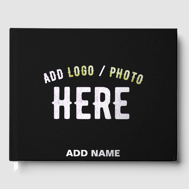 STYLISH MODERN CUSTOMIZABLE BLACK VERIFIED BRANDED GUEST BOOK (Front)