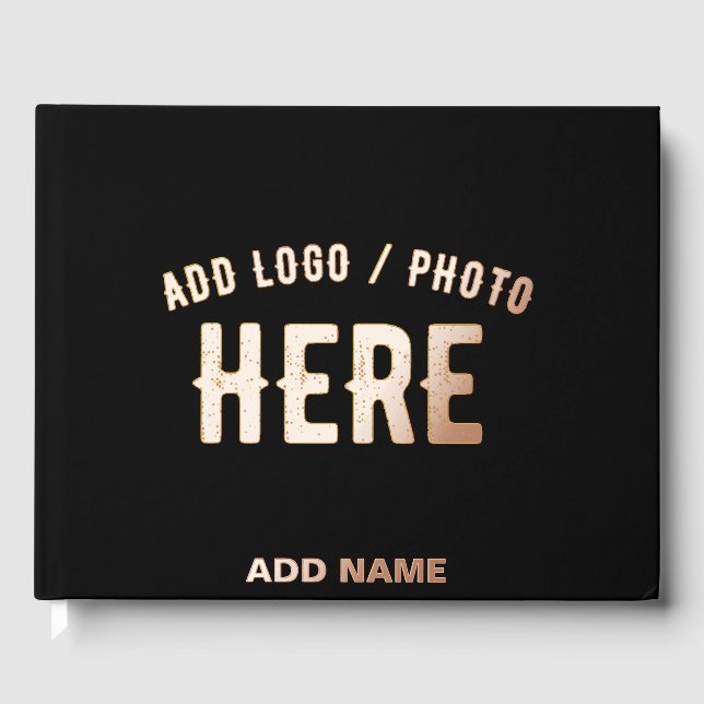 STYLISH MODERN CUSTOMIZABLE BLACK VERIFIED BRANDED GUEST BOOK (Front)