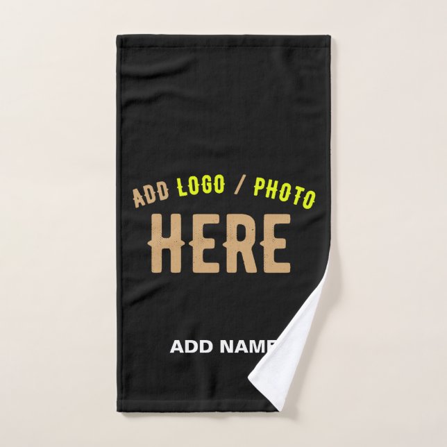 STYLISH MODERN CUSTOMIZABLE BLACK VERIFIED BRANDED HAND TOWEL (Hand Towel)