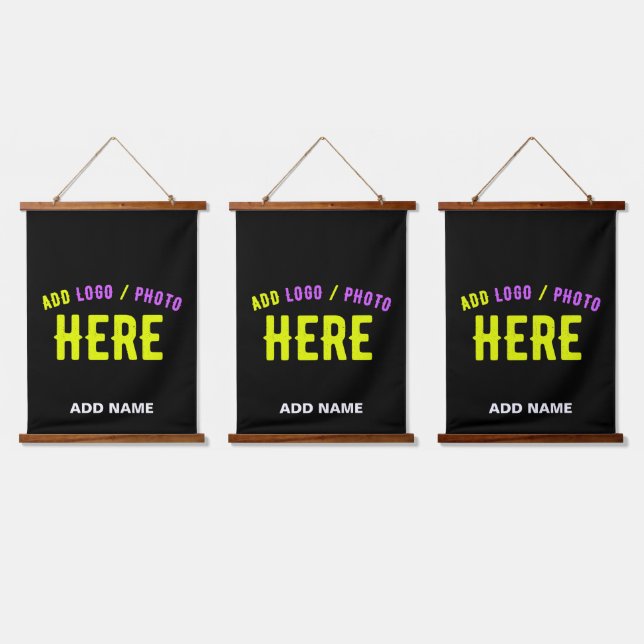 STYLISH MODERN CUSTOMIZABLE BLACK VERIFIED BRANDED HANGING TAPESTRY (Triple)