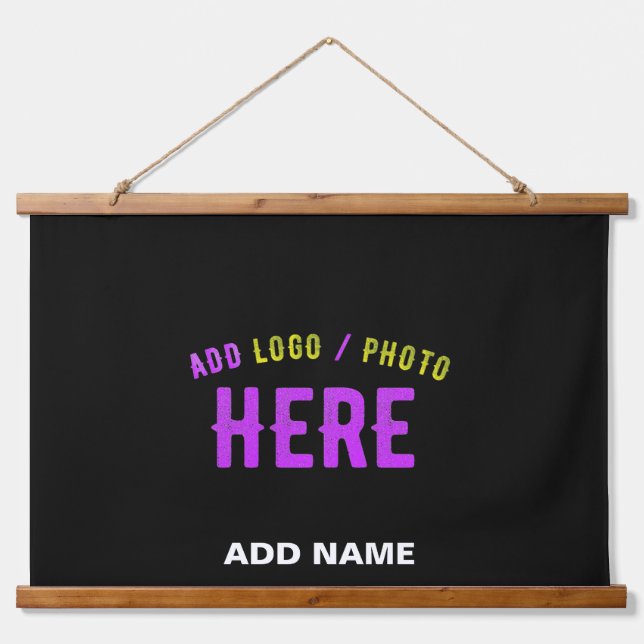 STYLISH MODERN CUSTOMIZABLE BLACK VERIFIED BRANDED HANGING TAPESTRY (Front)
