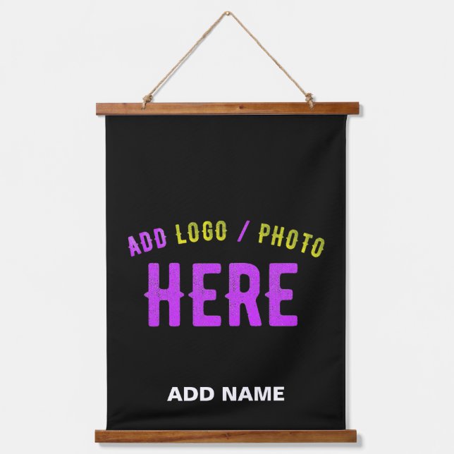 STYLISH MODERN CUSTOMIZABLE BLACK VERIFIED BRANDED HANGING TAPESTRY (Front)