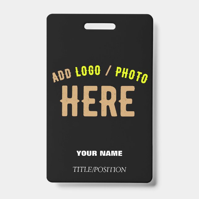 STYLISH MODERN CUSTOMIZABLE BLACK VERIFIED BRANDED ID BADGE (Front)