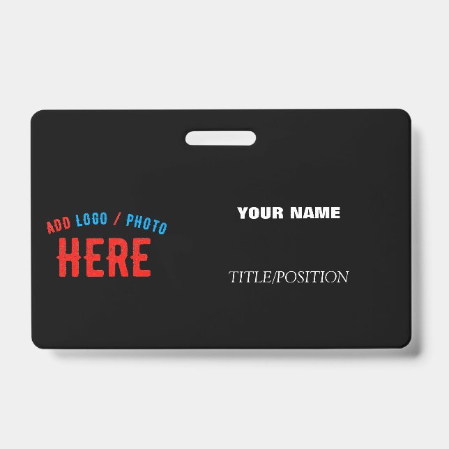 STYLISH MODERN CUSTOMIZABLE BLACK VERIFIED BRANDED ID BADGE (Front)