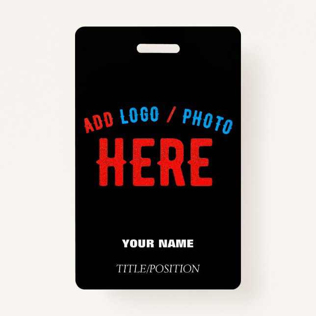 STYLISH MODERN CUSTOMIZABLE BLACK VERIFIED BRANDED ID BADGE (Front)
