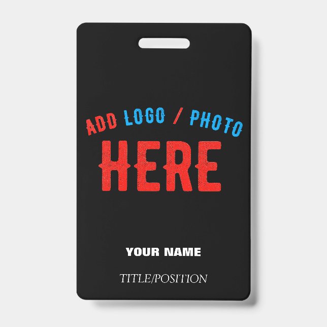STYLISH MODERN CUSTOMIZABLE BLACK VERIFIED BRANDED ID BADGE (Front)