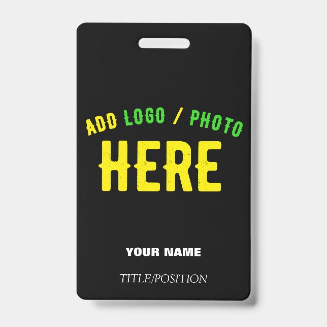 STYLISH MODERN CUSTOMIZABLE BLACK VERIFIED BRANDED ID BADGE (Front)