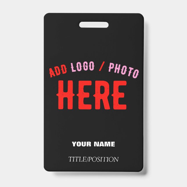 STYLISH MODERN CUSTOMIZABLE BLACK VERIFIED BRANDED ID BADGE (Front)
