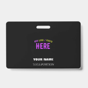 STYLISH MODERN CUSTOMIZABLE BLACK VERIFIED BRANDED ID BADGE