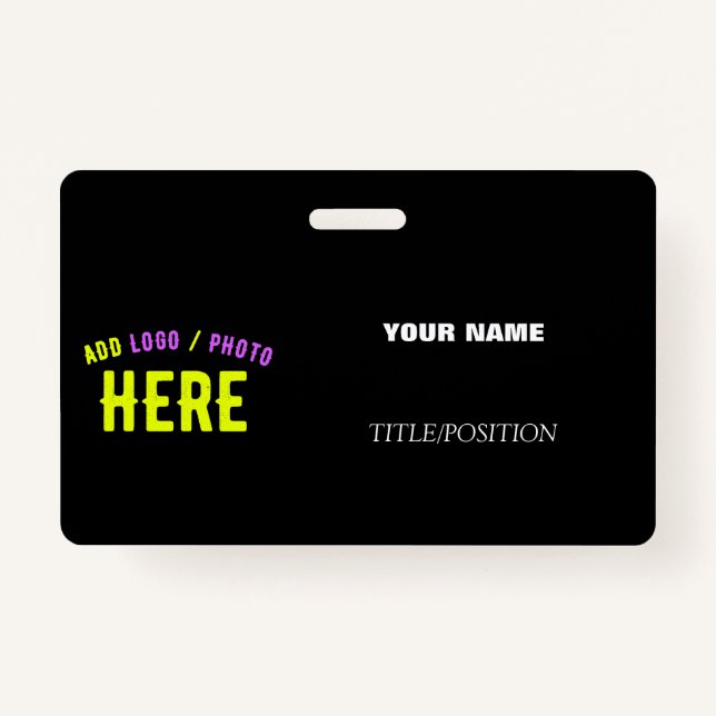 STYLISH MODERN CUSTOMIZABLE BLACK VERIFIED BRANDED ID BADGE (Front)