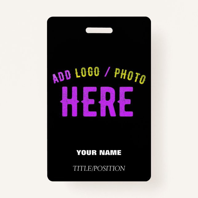 STYLISH MODERN CUSTOMIZABLE BLACK VERIFIED BRANDED ID BADGE (Front)