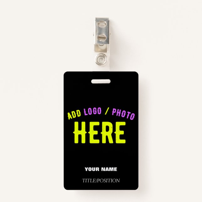 STYLISH MODERN CUSTOMIZABLE BLACK VERIFIED BRANDED ID BADGE (Front with Clip)