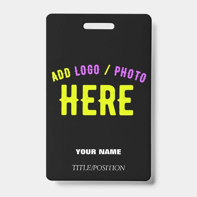 STYLISH MODERN CUSTOMIZABLE BLACK VERIFIED BRANDED ID BADGE (Front)