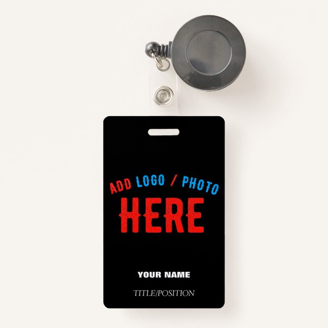 STYLISH MODERN CUSTOMIZABLE BLACK VERIFIED BRANDED ID BADGE (Front with Retractable)