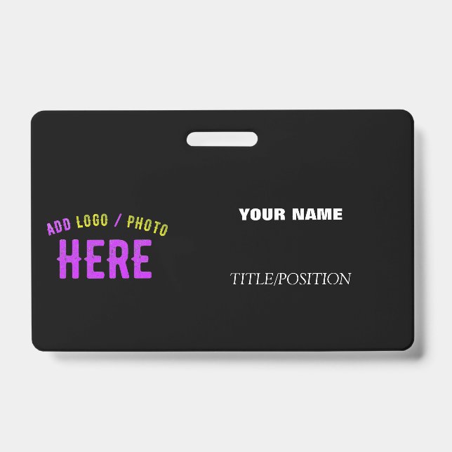 STYLISH MODERN CUSTOMIZABLE BLACK VERIFIED BRANDED ID BADGE (Front)