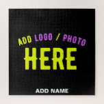 STYLISH MODERN CUSTOMIZABLE BLACK VERIFIED BRANDED JIGSAW PUZZLE<br><div class="desc">THIS IS A DESIGN FITTING FOR EVERYONE.YOU CAN CHANGE, RESIZE OR ADD LOGO, PHOTO, TEXT AND COLOURS THE WAY YOU LIKE.THANK YOU.</div>