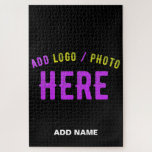 STYLISH MODERN CUSTOMIZABLE BLACK VERIFIED BRANDED JIGSAW PUZZLE<br><div class="desc">THIS IS A DESIGN FITTING FOR EVERYONE.YOU CAN CHANGE, RESIZE OR ADD LOGO, PHOTO, TEXT AND COLOURS THE WAY YOU LIKE.THANK YOU.</div>