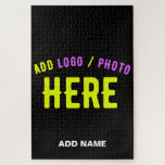 STYLISH MODERN CUSTOMIZABLE BLACK VERIFIED BRANDED JIGSAW PUZZLE<br><div class="desc">THIS IS A DESIGN FITTING FOR EVERYONE.YOU CAN CHANGE, RESIZE OR ADD LOGO, PHOTO, TEXT AND COLOURS THE WAY YOU LIKE.THANK YOU.</div>