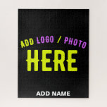 STYLISH MODERN CUSTOMIZABLE BLACK VERIFIED BRANDED JIGSAW PUZZLE<br><div class="desc">THIS IS A DESIGN FITTING FOR EVERYONE.YOU CAN CHANGE, RESIZE OR ADD LOGO, PHOTO, TEXT AND COLOURS THE WAY YOU LIKE.THANK YOU.</div>