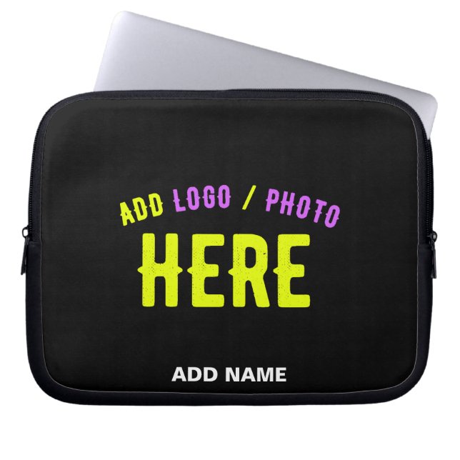 STYLISH MODERN CUSTOMIZABLE BLACK VERIFIED BRANDED LAPTOP SLEEVE (Front)