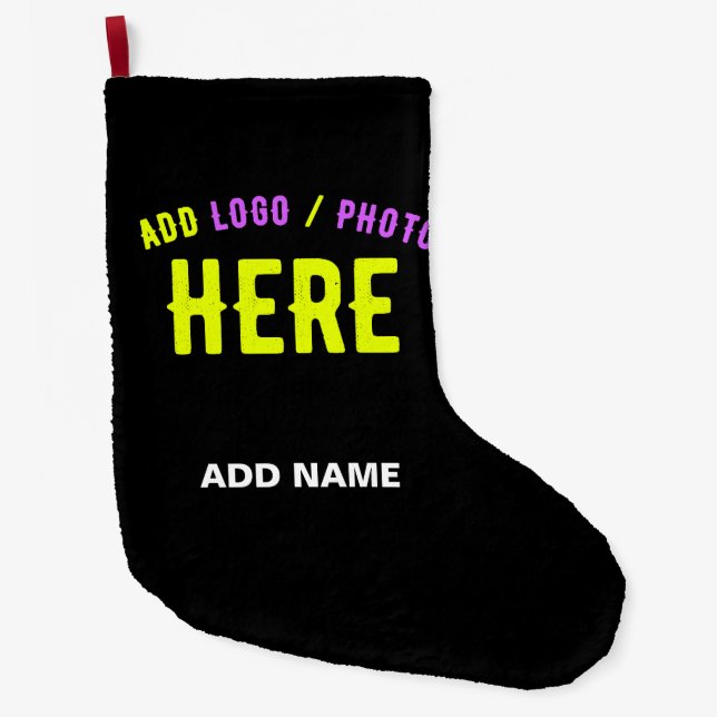 STYLISH MODERN CUSTOMIZABLE BLACK VERIFIED BRANDED LARGE CHRISTMAS STOCKING (Front)