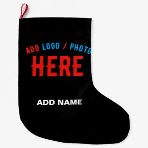 STYLISH MODERN CUSTOMIZABLE BLACK VERIFIED BRANDED LARGE CHRISTMAS STOCKING
