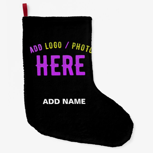 STYLISH MODERN CUSTOMIZABLE BLACK VERIFIED BRANDED LARGE CHRISTMAS STOCKING (Front)