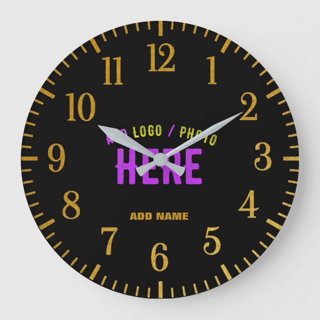 STYLISH MODERN CUSTOMIZABLE BLACK VERIFIED BRANDED LARGE CLOCK (Front)