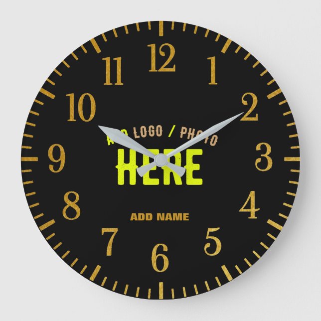 STYLISH MODERN CUSTOMIZABLE BLACK VERIFIED BRANDED LARGE CLOCK (Front)