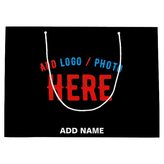 STYLISH MODERN CUSTOMIZABLE BLACK VERIFIED BRANDED LARGE GIFT BAG (Front)