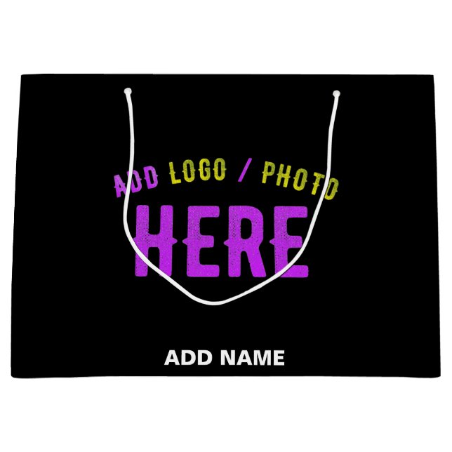 STYLISH MODERN CUSTOMIZABLE BLACK VERIFIED BRANDED LARGE GIFT BAG (Front)