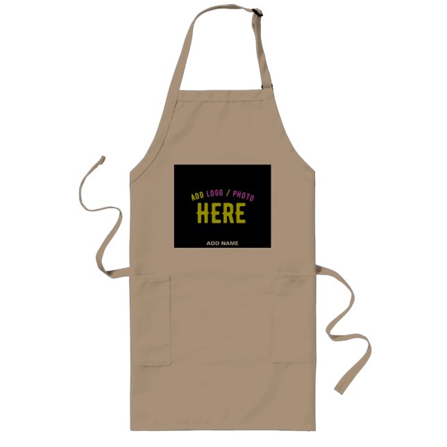 STYLISH MODERN CUSTOMIZABLE BLACK VERIFIED BRANDED LONG APRON (Front)