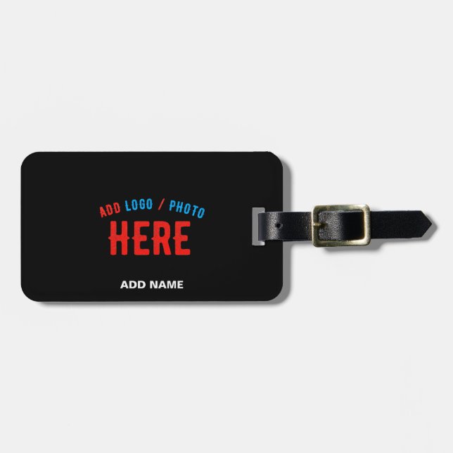 STYLISH MODERN CUSTOMIZABLE BLACK VERIFIED BRANDED LUGGAGE TAG (Front Horizontal)