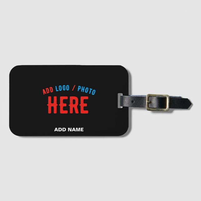 STYLISH MODERN CUSTOMIZABLE BLACK VERIFIED BRANDED LUGGAGE TAG (Front Horizontal)