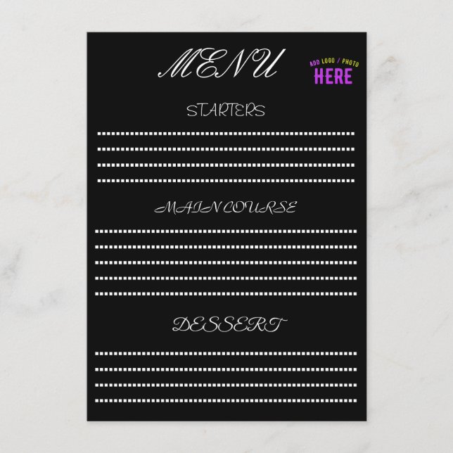 STYLISH MODERN CUSTOMIZABLE BLACK VERIFIED BRANDED MENU (Front)