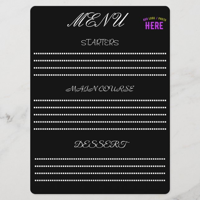 STYLISH MODERN CUSTOMIZABLE BLACK VERIFIED BRANDED MENU (Front)