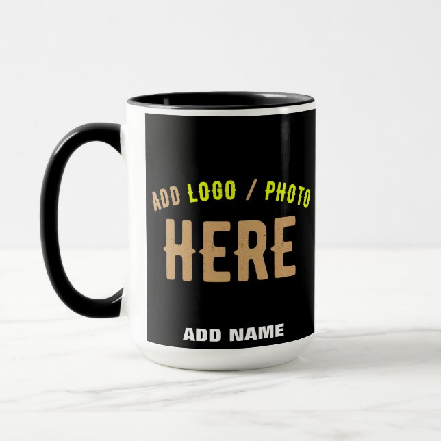 STYLISH MODERN CUSTOMIZABLE BLACK VERIFIED BRANDED MUG (Left)