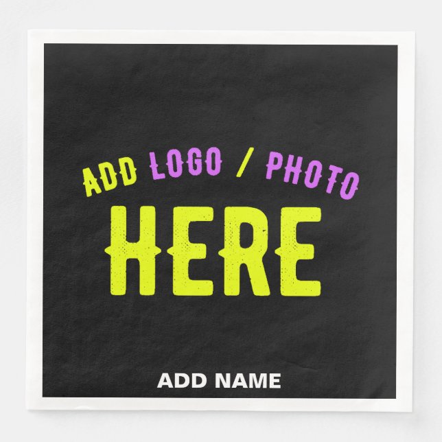STYLISH MODERN CUSTOMIZABLE BLACK VERIFIED BRANDED NAPKIN (Front)