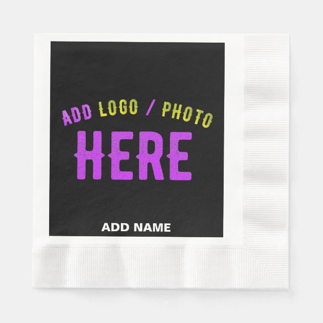 STYLISH MODERN CUSTOMIZABLE BLACK VERIFIED BRANDED NAPKIN (Front)