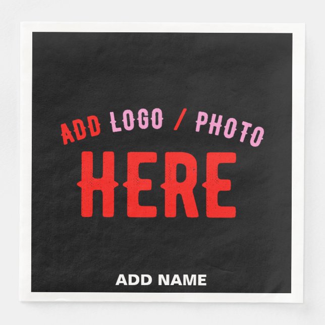 STYLISH MODERN CUSTOMIZABLE BLACK VERIFIED BRANDED NAPKIN (Front)