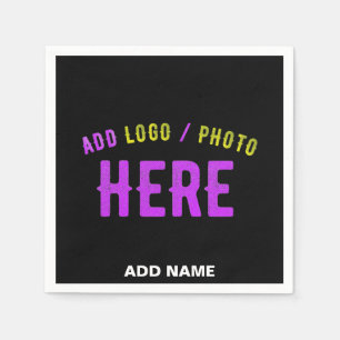 STYLISH MODERN CUSTOMIZABLE BLACK VERIFIED BRANDED NAPKIN